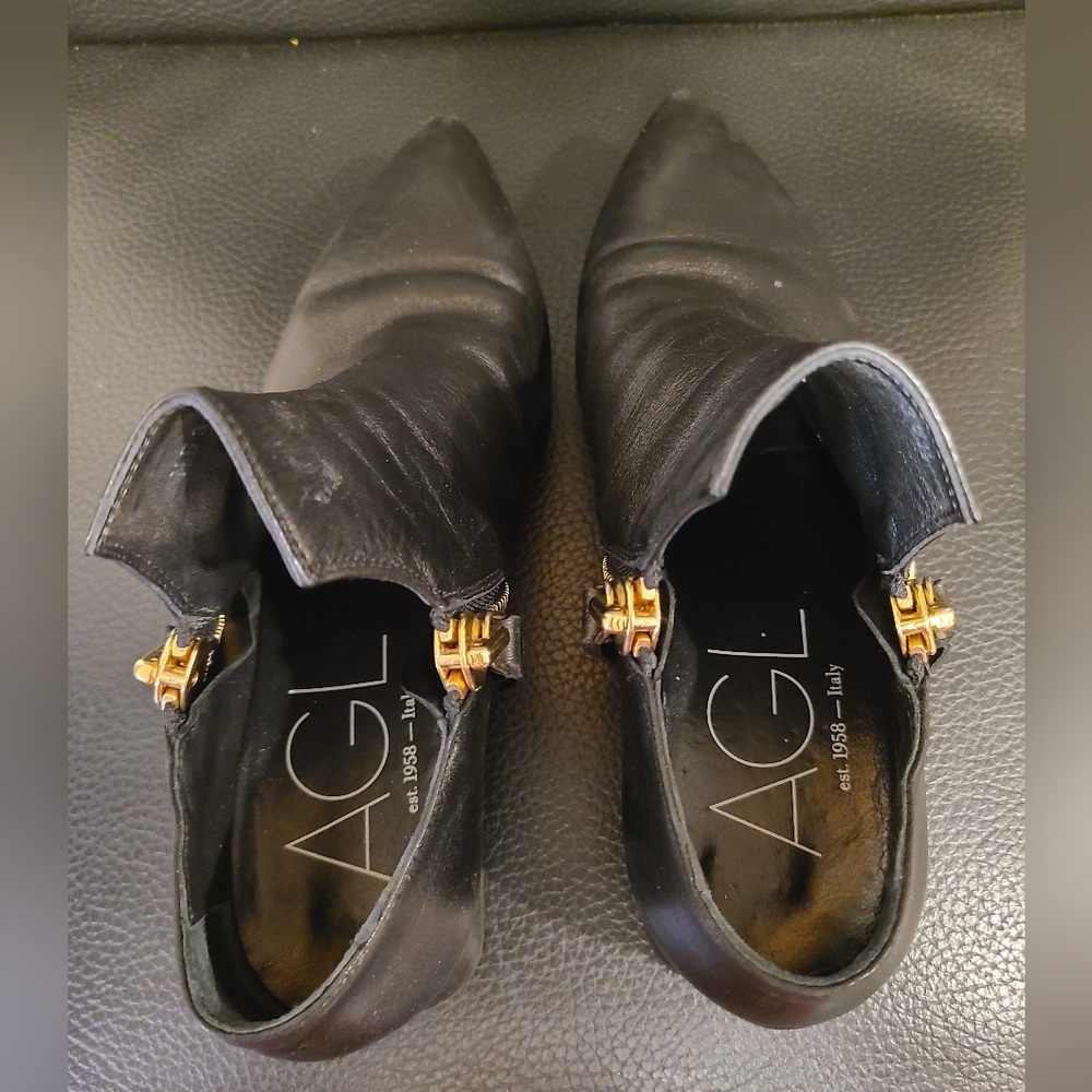 Agl Pointed Black Short Bootie With Double Zipper - image 4